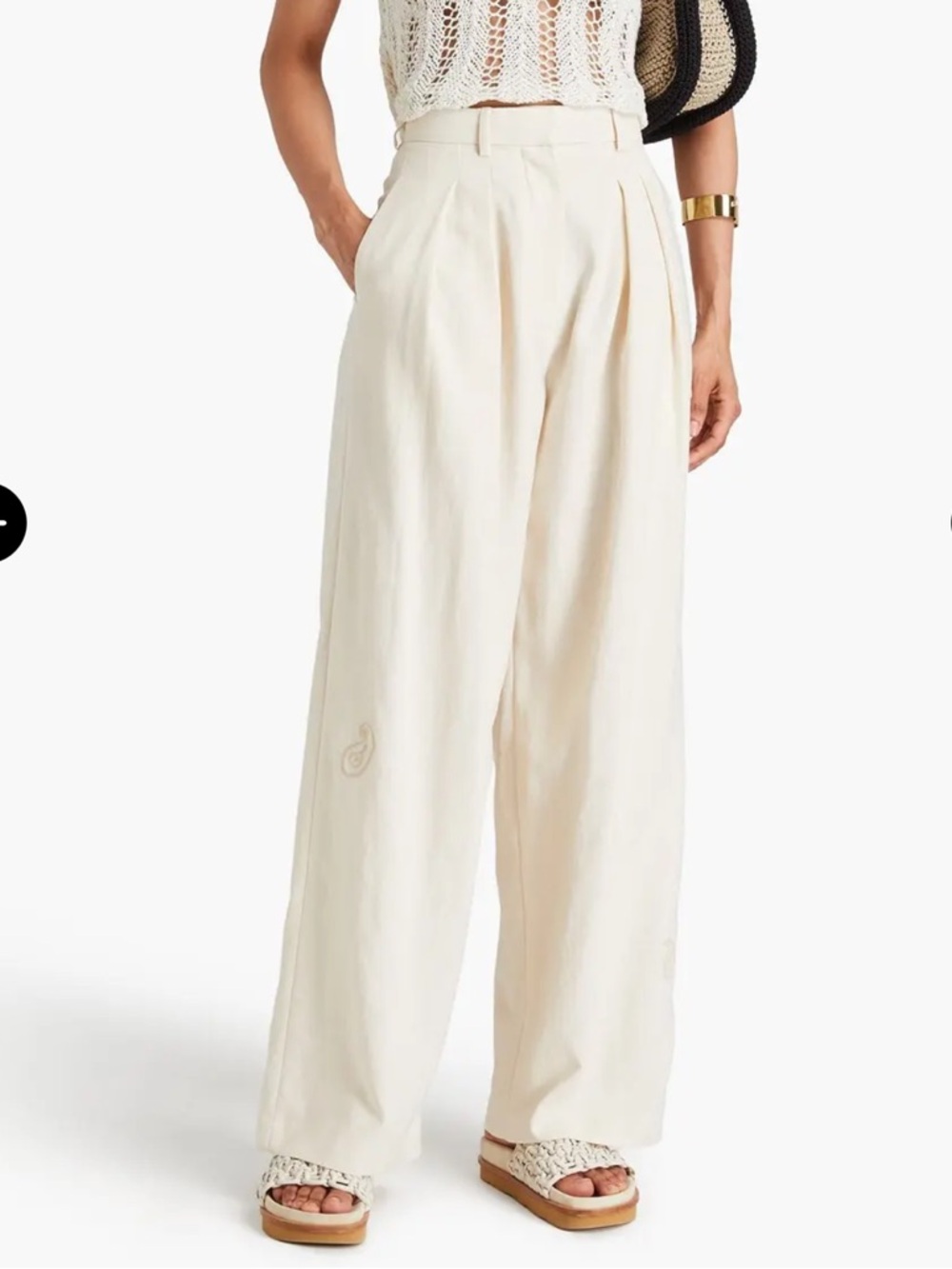 NANUSHKA Marika Wide-Leg Pants Ecru Size M